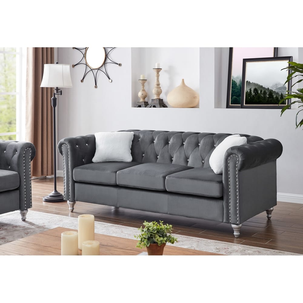 Raisa Microsuede Velvet Tufted Sofa