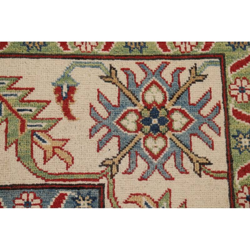 Hand Knotted Oriental 100% Wool Carpet Traditional Geometric Red Kazak Area Rug - 10' 0'' X 7' 11''