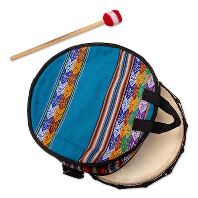 Novica Handmade Sacred Sound Leather And Wood Drum