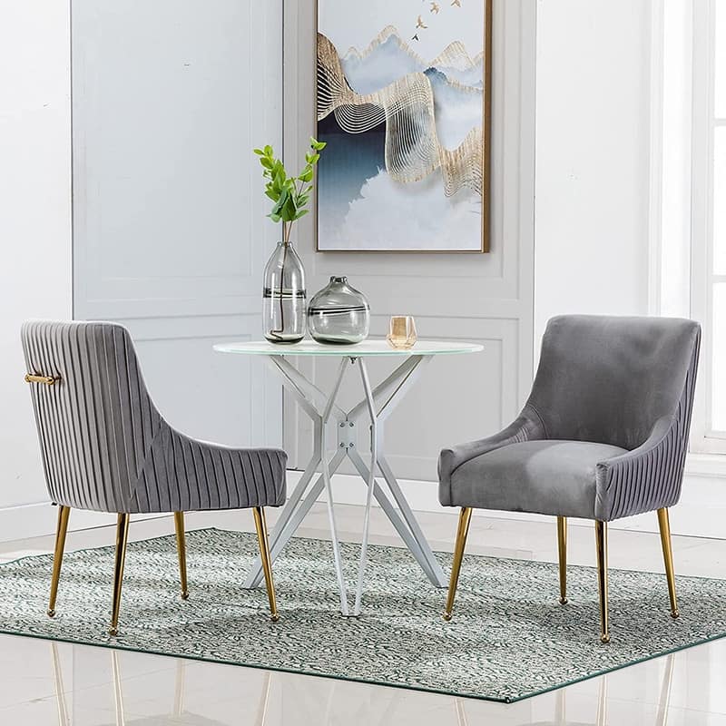 SEYNAR Modern Glam Velvet Dining Chair Set of 8 for Dining Room, Tufted Vanity Chair for Living Room (no table)