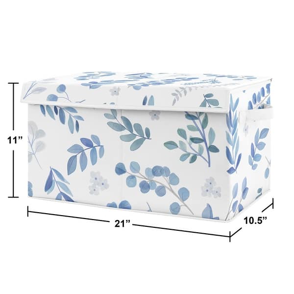 Floral Leaf Collection Boy or Girl Fabric Toy Bin Storage - Blue Grey White Boho Watercolor Botanical Flower Woodland Tropical