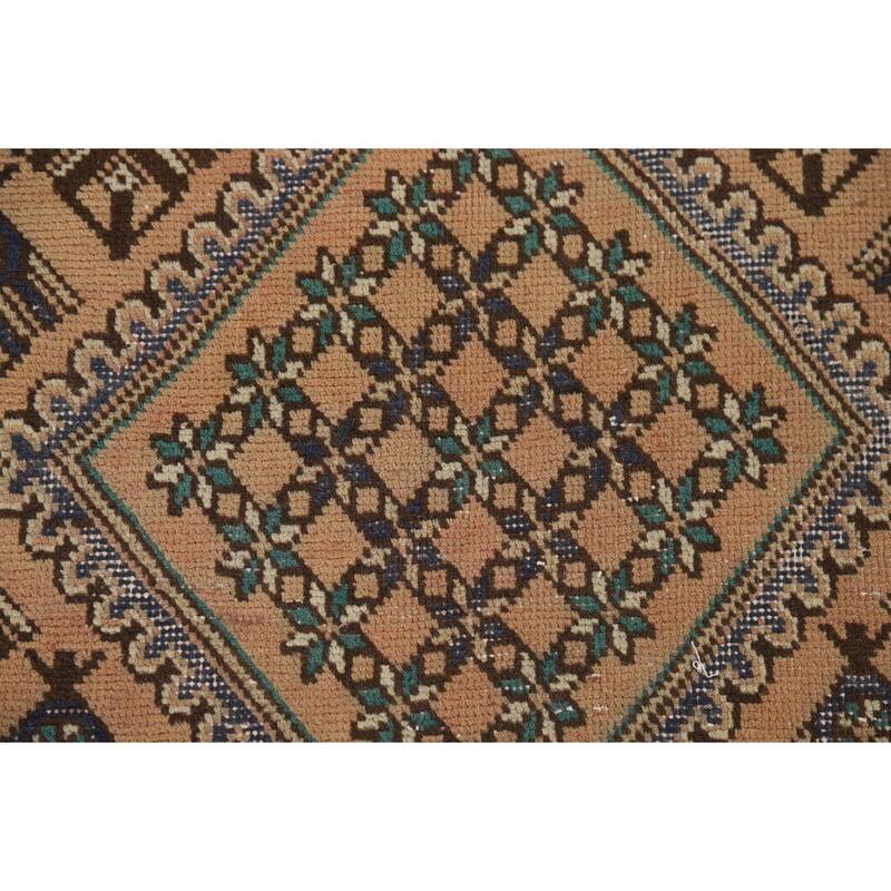 Geometric Bakhtiari Vintage Persian Area Rug Hand-Knotted Wool Carpet - 6'9" x 9'11"
