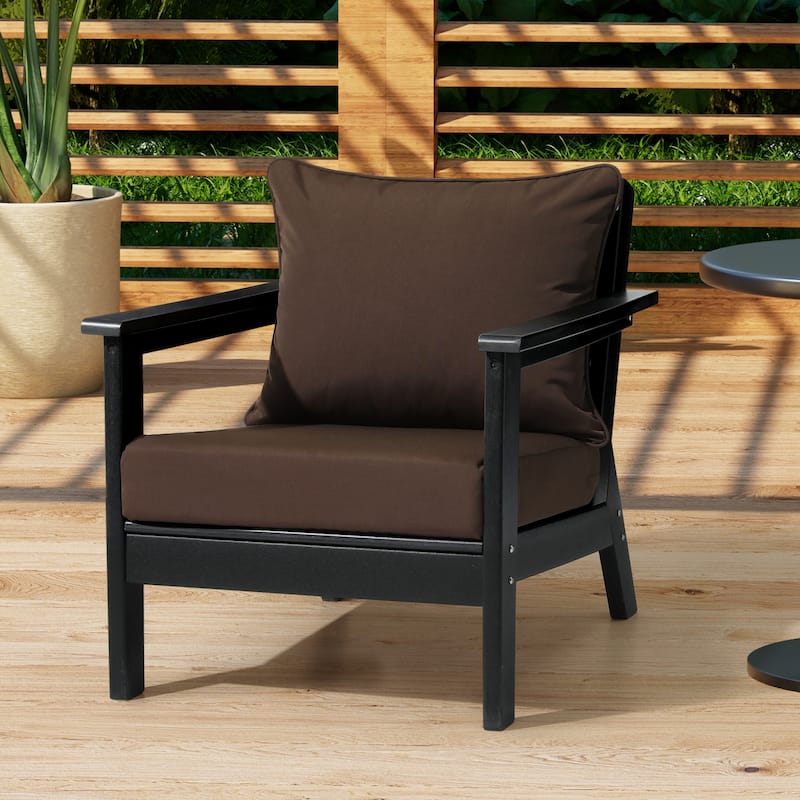 Polytrends Fading Free All Weather Poly Outdoor Deep Seating Cushion Set - Water Repellent - Brown