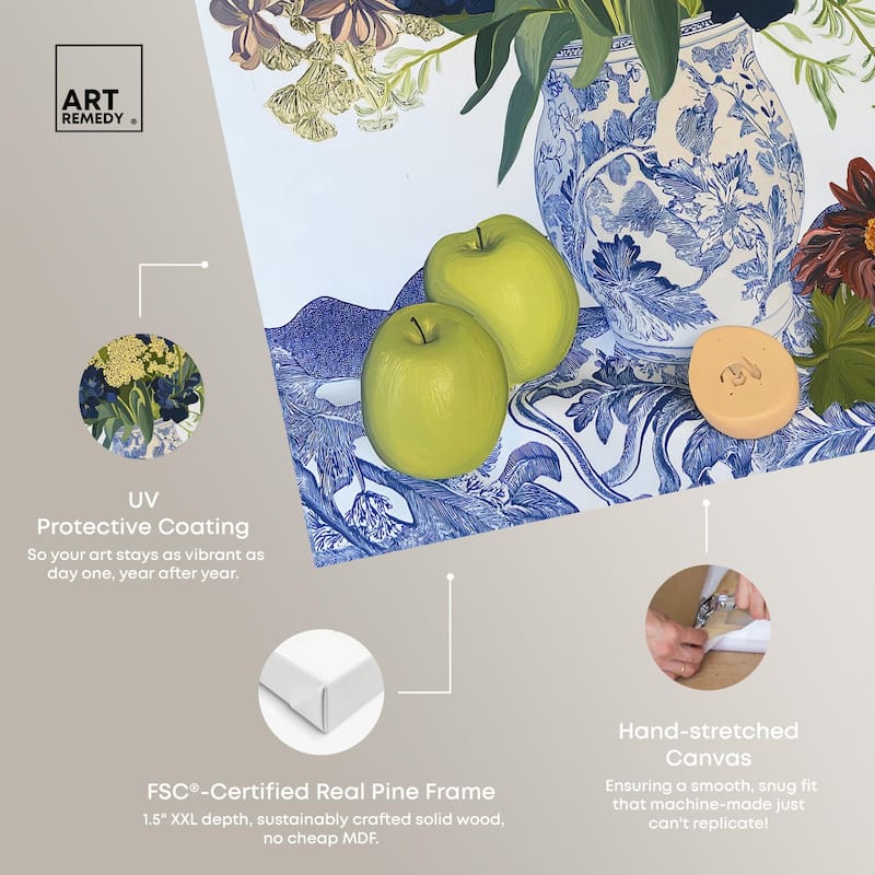 Flowers and Fruit Canvas by Art Remedy, Gallery Wrapped