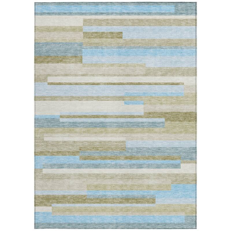 HomeRoots Striped Transitional Rectangle Outdoor Rug