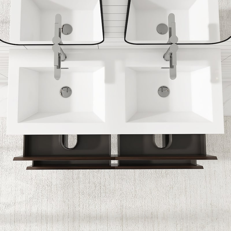 Angela 47 in.W x 19.5 in.D x 20.5 in.H Wall-Mounted Bath Vanity with White Cultured Marble Top