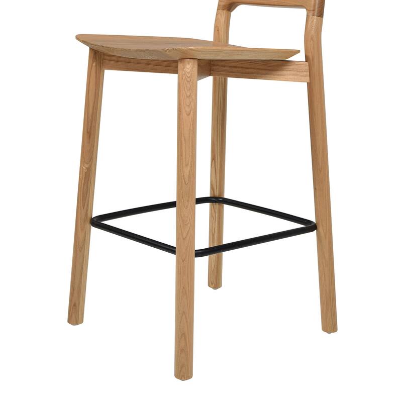 Modern Minimalist Low Back Wood Counter Stool