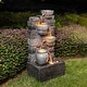 preview thumbnail 2 of 19, Teamson Home 28.5" Outdoor 4-Tier Stacked Stone Cascading Water Fountain with LED Lights Grey