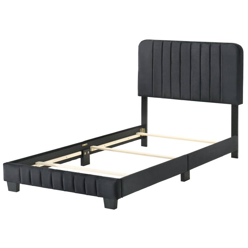 Black Twin Bed with Contemporary Transitional Frame, Durable Build and Bold Finish for Stylish Bedroom Spaces