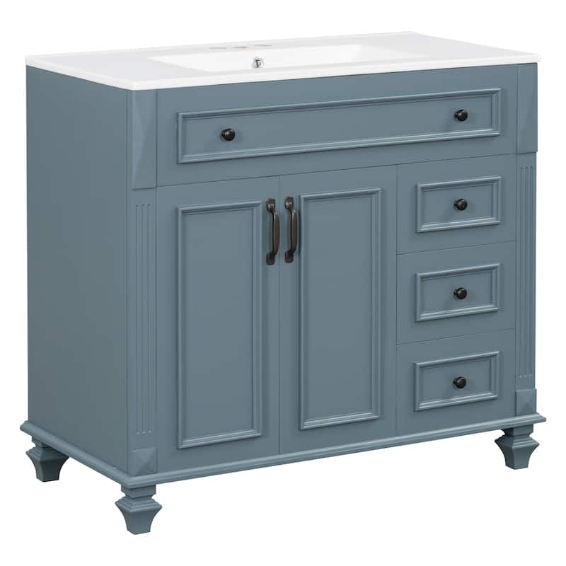 Bathroom Vanity with Sink, Bathroom Storage Cabinet with 2 Drawers, Vanity Cabinet with 1 Tip-Out Drawer and 1 Door