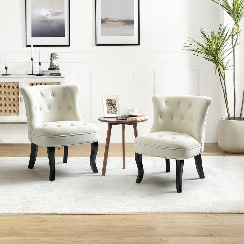 Ivory Mid Century Modern Armless Accent Chairs Bed Bath Beyond