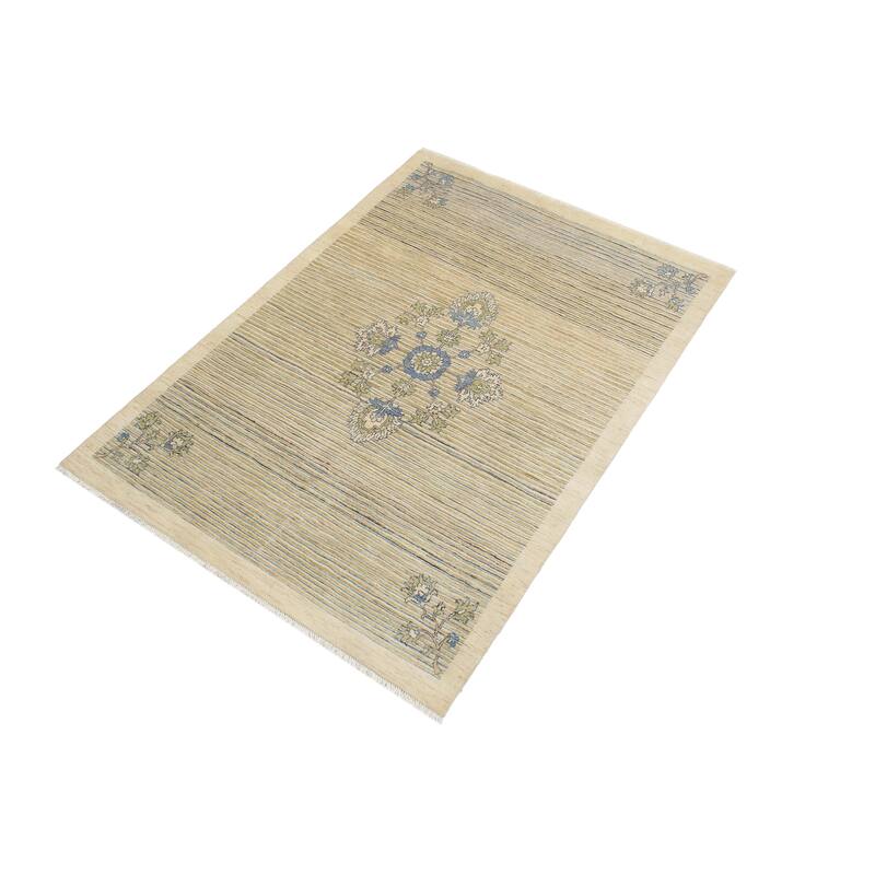 Vintage Inspired Gabbeh Floral Medallion Hand Knotted Area Rug