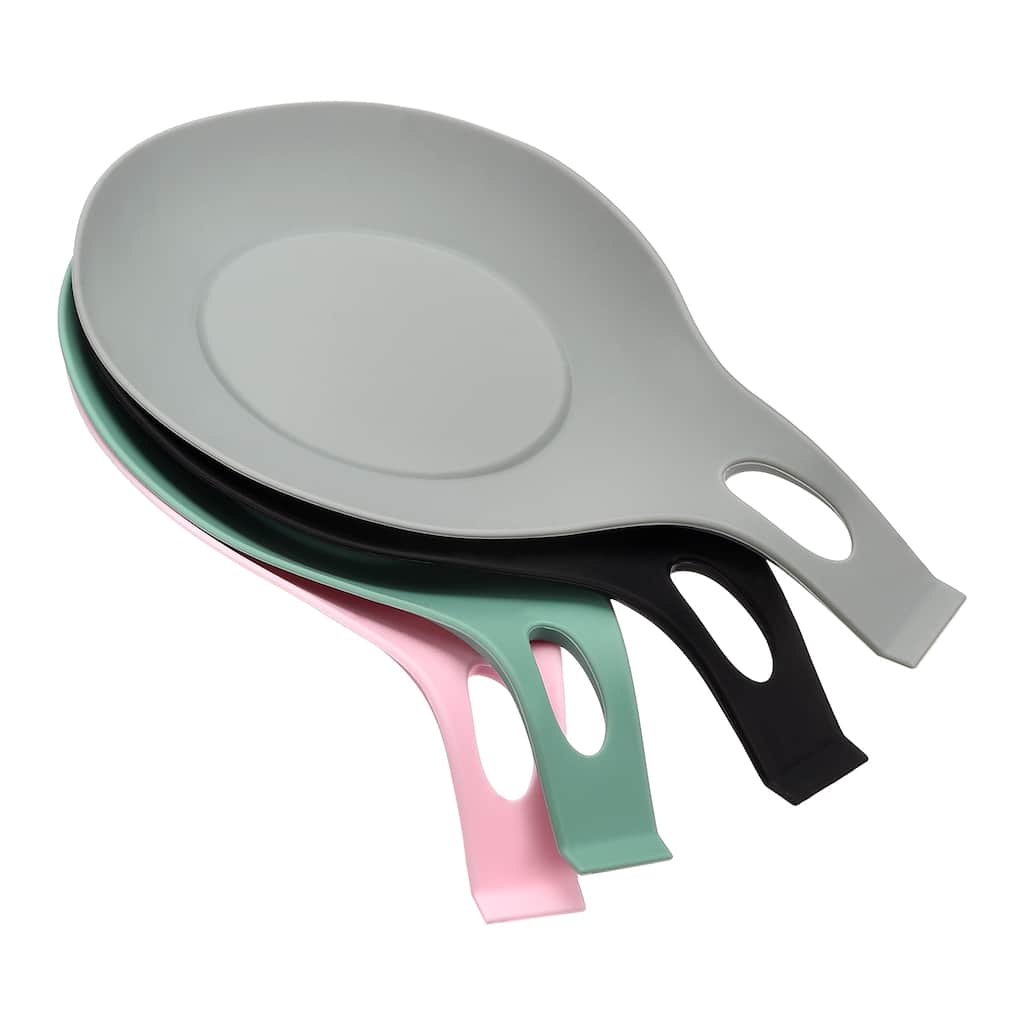 3.74" Heat Resistant Silicone Spoon Rest Kitchen Utensil Holder 4pcs