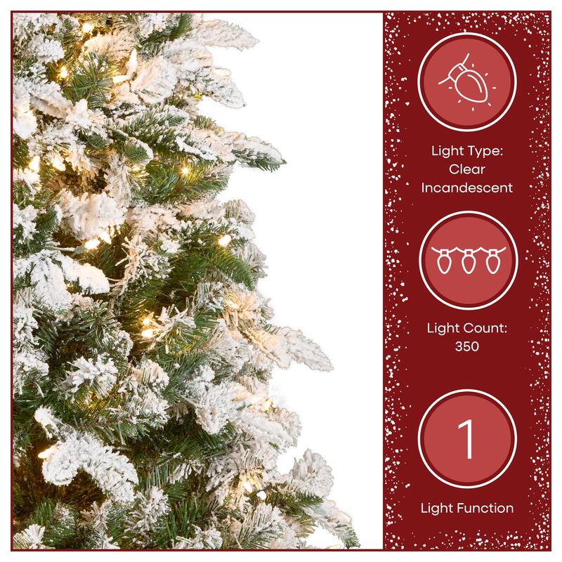 National Tree Company 6.5 ft. Snowy Everest Fir Medium Tree with Clear Lights - 6.5 Foot
