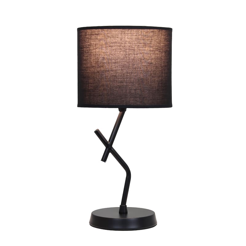 Modern Geometric Metal Table Lamp with Fabric Drum Shade for Bedroom Living Room Office Decor - 8.07” x 8.07” x 17.13”