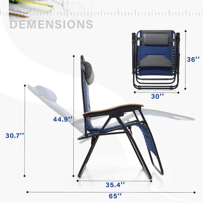Padded Zero Gravity Chair Oversize Lounge Chair with Free Cup Holder