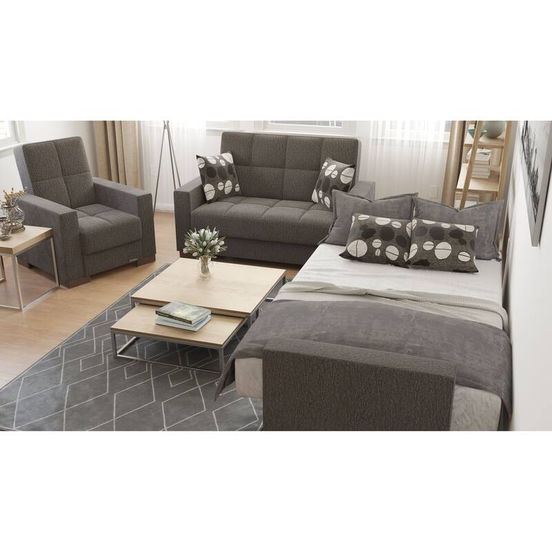 Collection Upholstered Convertible Loveseat With Storage