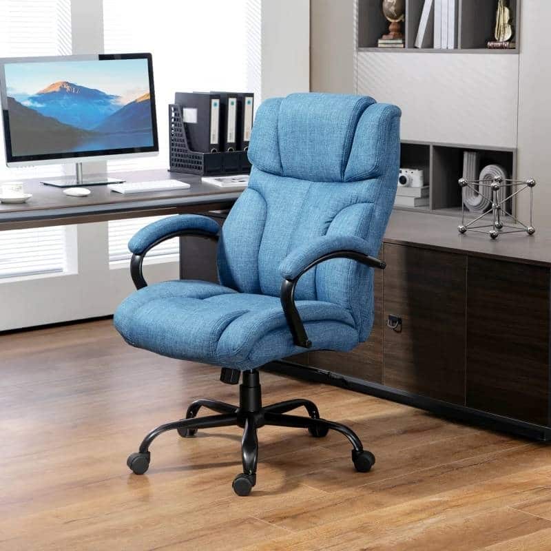 Big and Tall Executive Office Chair Adjustable Height Ergonomic High Back Linen Style Fabric
