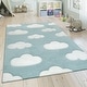 preview thumbnail 2 of 21, Kids Rug with Clouds in Pastel Colors for Children's Room or Nursery 2'8" x 4'11" - Blue