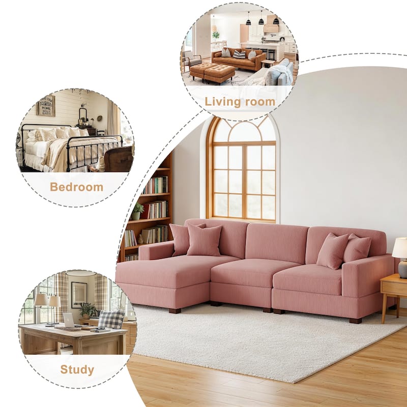 Oversized L-shaped Modular Sectional Sofa with Chaise Lounge