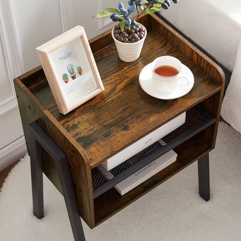 Javlergo Set of 2 Stackable Nightstand with Open Storage Shelves, Modern Side End Table for Small Space