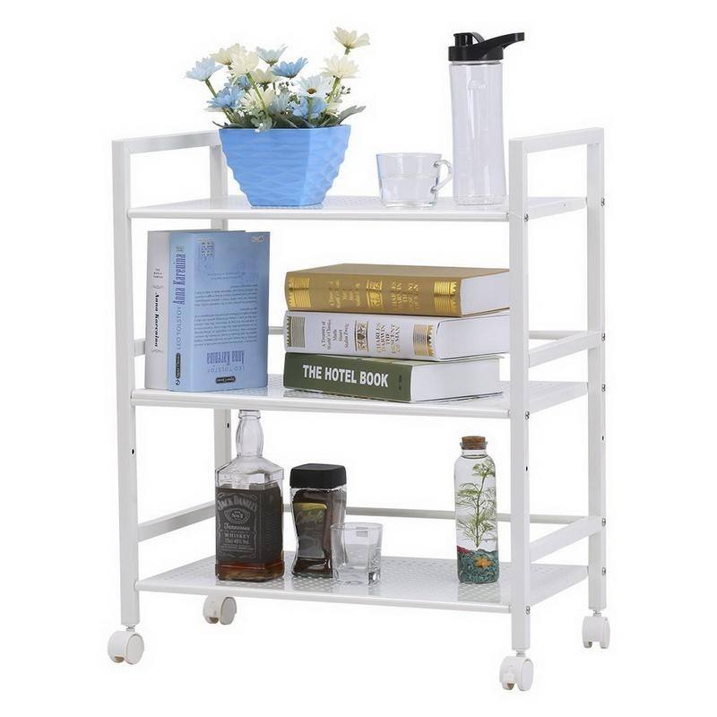 3-Tier Rolling Serving Shelf Rack Utility Storage Kitchen Island Cart