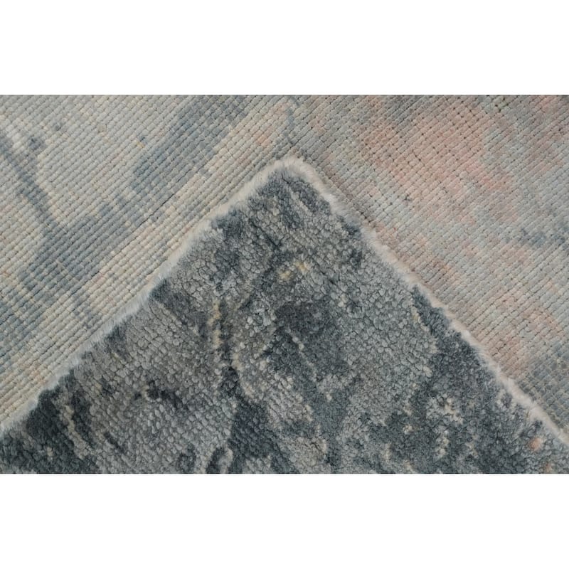 Hand Knotted Oriental Viscose Silk Carpet Modern Pictorial Multi-Colored Abstract Area Rug - 8' 0'' X 5' 0''