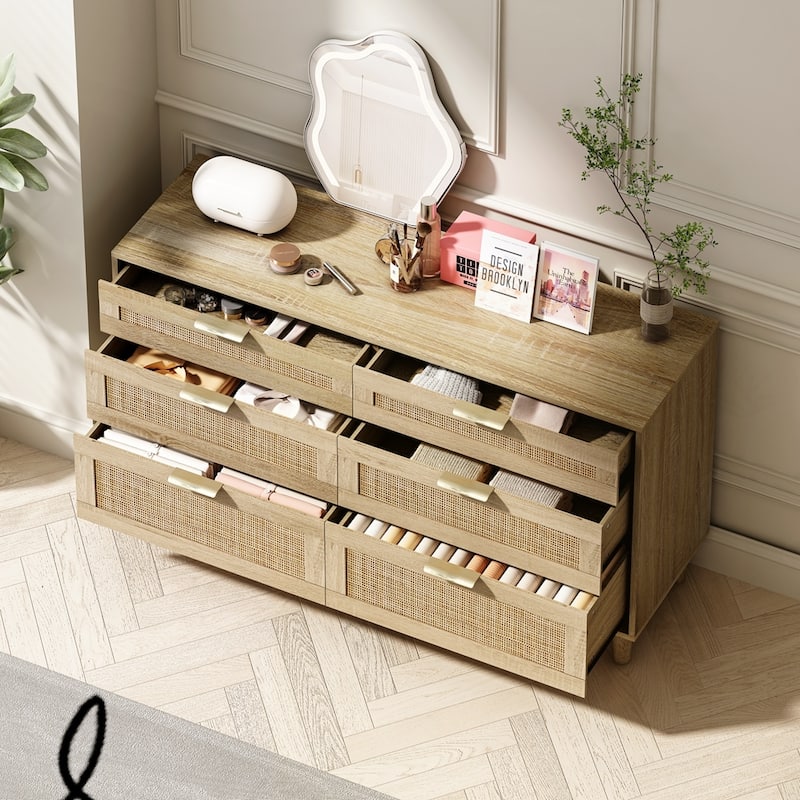 Rattan Dresser with Drawers