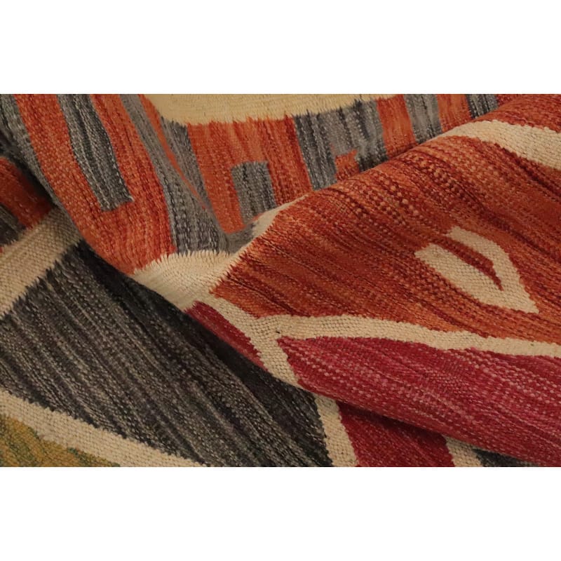 Hand Woven Oriental 100% Wool Carpet Southwestern Tribal Multi-Colored Kilim Area Rug - 9' 10'' X 8' 2''