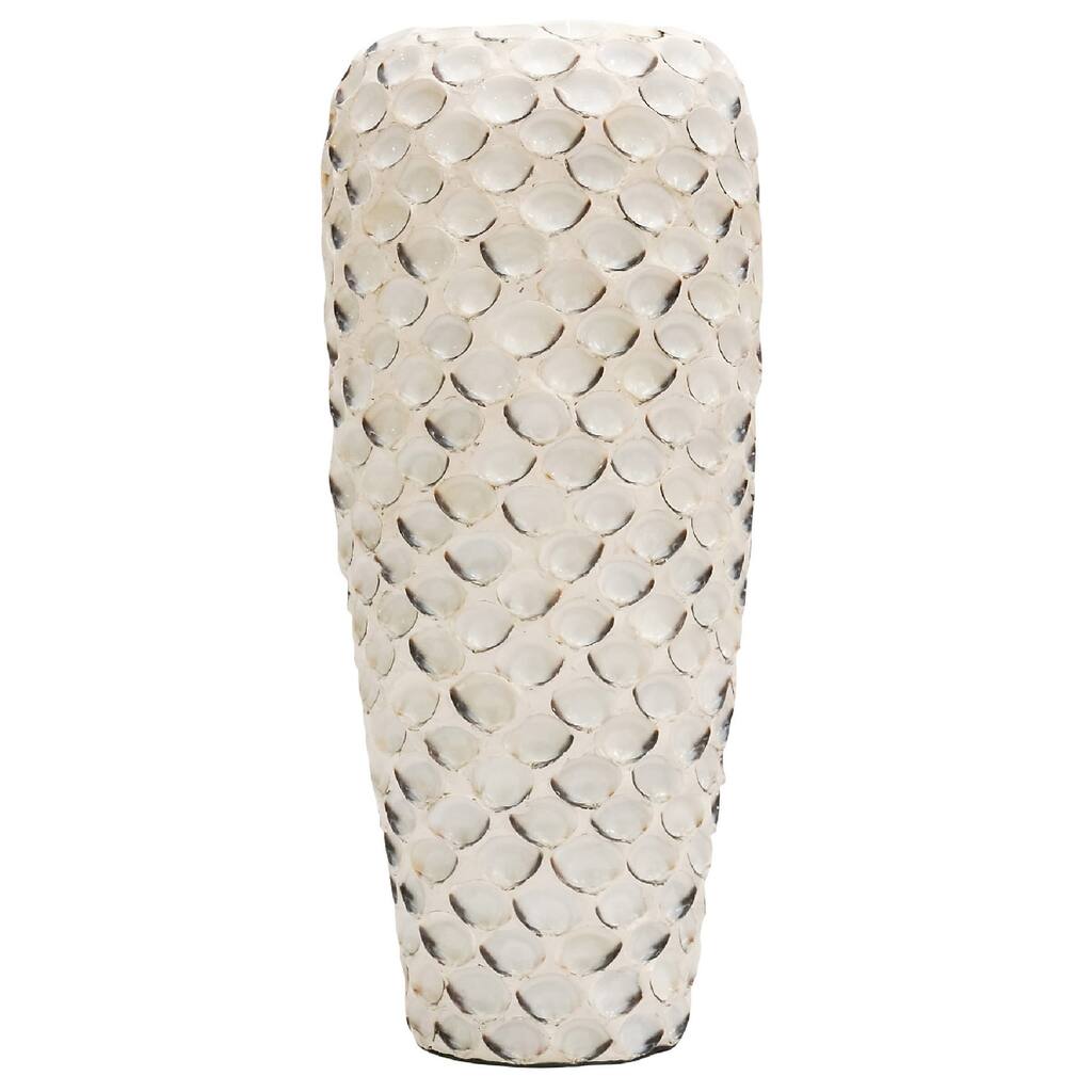 StyleCraft White Abalone Shell and Ceramic Vase