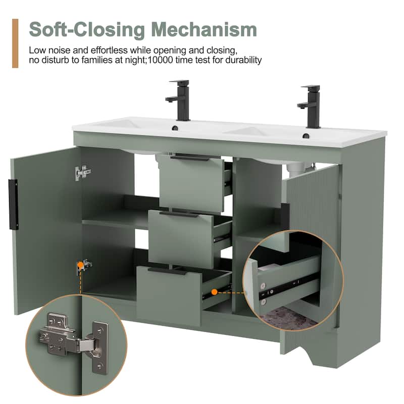 Vertical Stripes Bathroom Vanity Set with Sink Top & Faucet