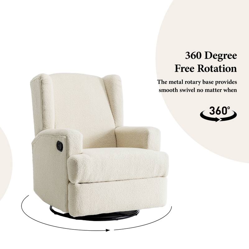 31'' W Wingback Manual Glider Swivel Rocker Recliner Nursery Chair