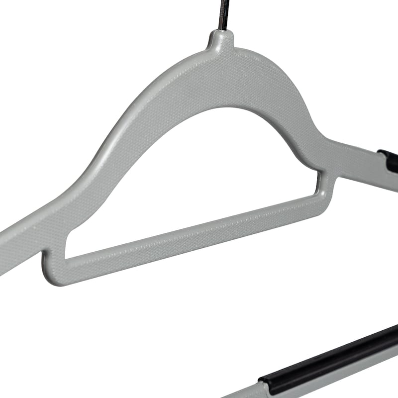Grey/Black Rubber Grip No-Slip Plastic Hangers (15-Pack)