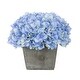 preview thumbnail 6 of 21, Faux Hydrangea in Grey Washed Wood Cube Planter