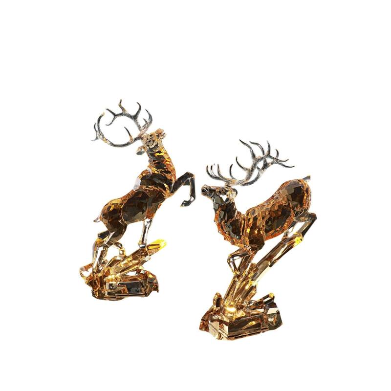 LED Lighted Leaping Reindeer Christmas Figurine Decorations - 13.5" - Set of 2