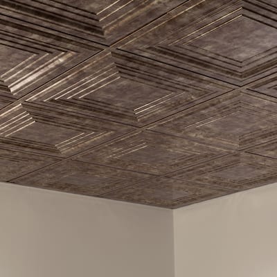 FASÄDE Traditional Style 3 Decorative Vinyl 2ft x 2ft Lay in Ceiling Panel in Bermuda Bronze (5 Pack)
