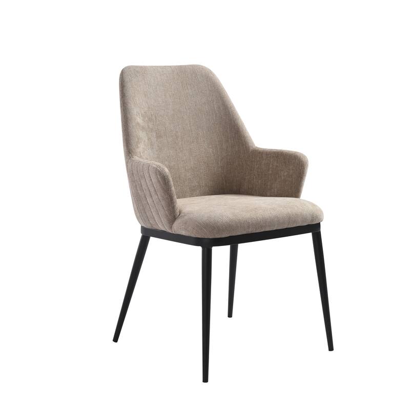 Mae Modern Almond Upholstered Dining Chair with Curved Back and Arms - Set of 2