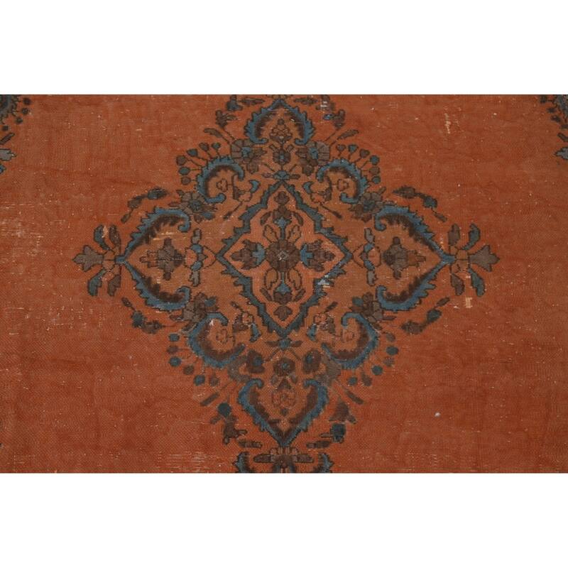 Hand Knotted Oriental 100% Wool Carpet Traditional Medallion Oranges & Rust Tabriz Area Rug - 11' 8'' X 8' 5''