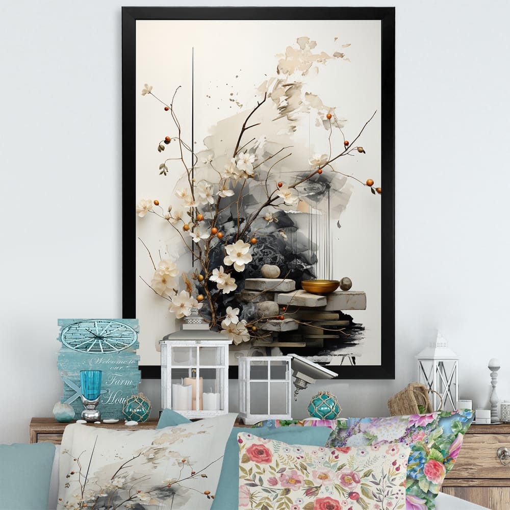 Designart "Asian Art Classics Sumi III" Asian Art Framed Wall Art Living Room