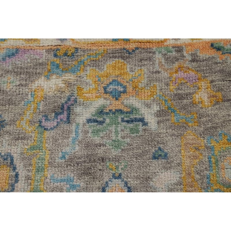 Gray Oushak Indian Foyer Rug Hand-Knotted Wool Carpet - 2'9"x 6'0"