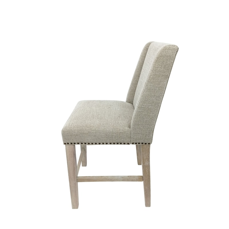 Fawn Upholstered Counter Stools - 41.5" - Beige and White - Set of 2