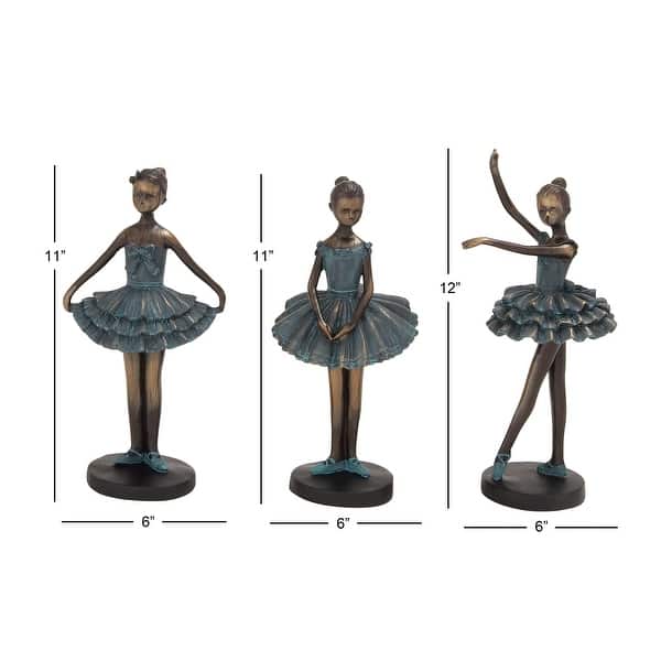 Teal Polystone Dancer Decorative Sculpture (Set of 3) - S/3 6"W, 12"H