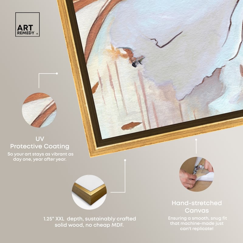 Art Remedy Golden Aesthetic Framed Boho Abstract 1 Piece Canvas Wall Art