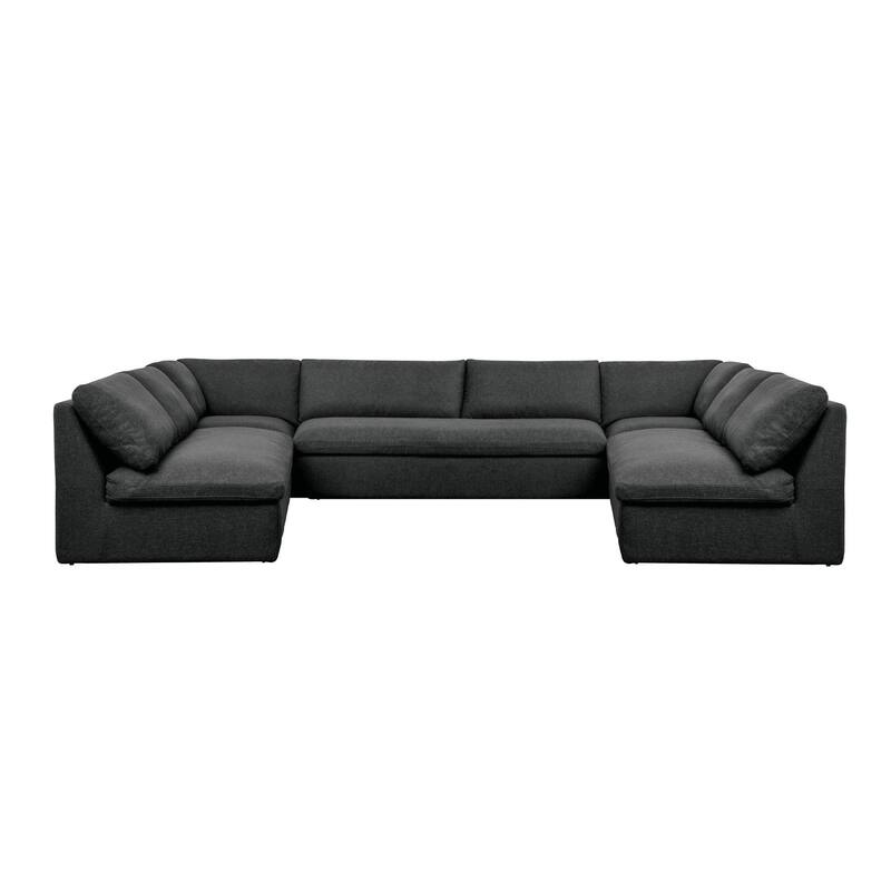 NADAAL STUDIOS Odessa, 5 - Piece Outdoor Modular Sectional Sofa - 154"W x114"D x35.8"H - Speckled Charcoal