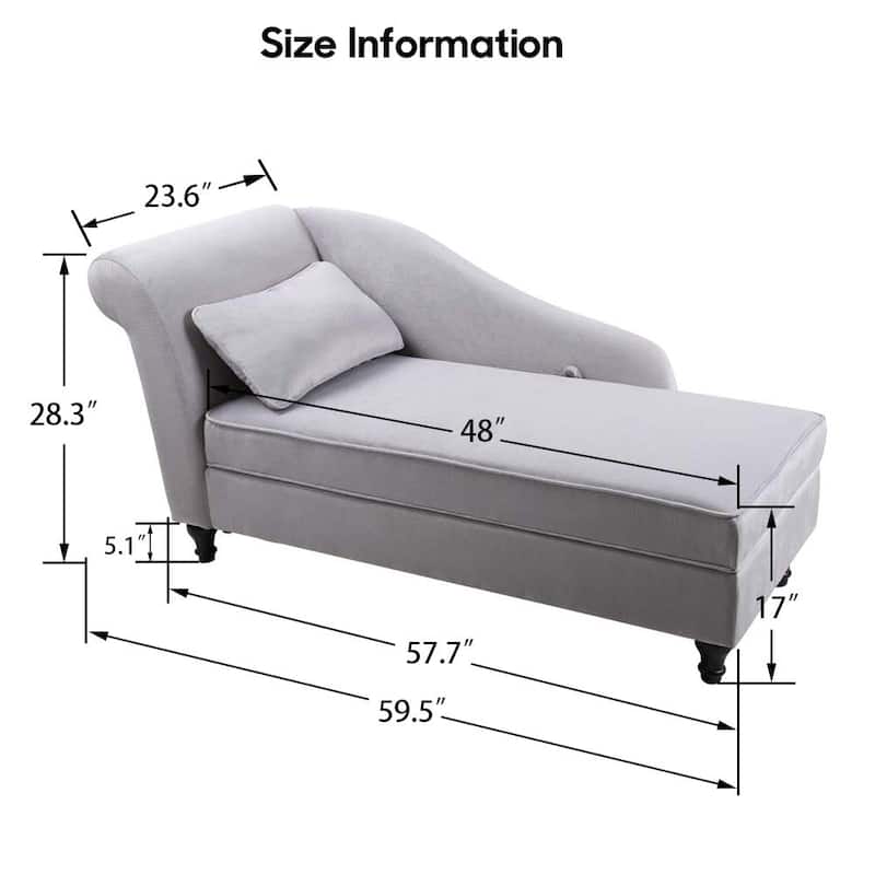 Modern Chaise Lounge Indoor with Storage Fabric Chaise Lounge Couch