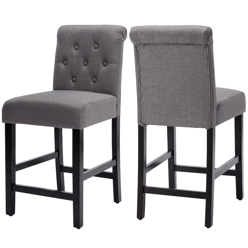 24 inches Fabric Counter Height Bar stools Upholstered Button Tufted Island Chairs Set of 2