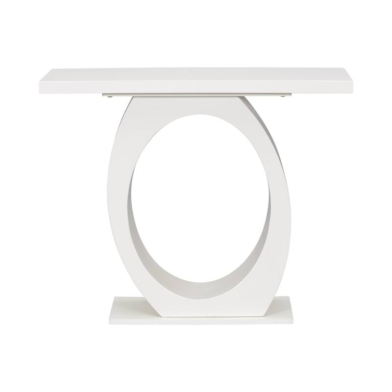 39.40" Long Console Table with Egg-Shaped Base, Modern Minimalist Wood Side Table for Living Room or Hallway