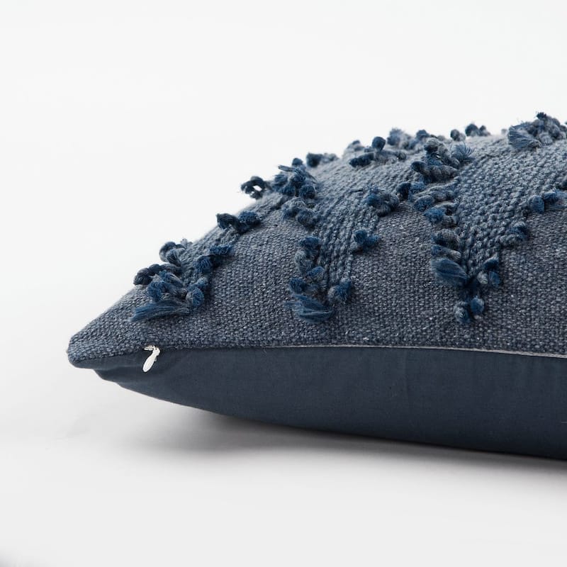 Rizzy Home Indigo Blue Frayed Chevron Throw Pillow