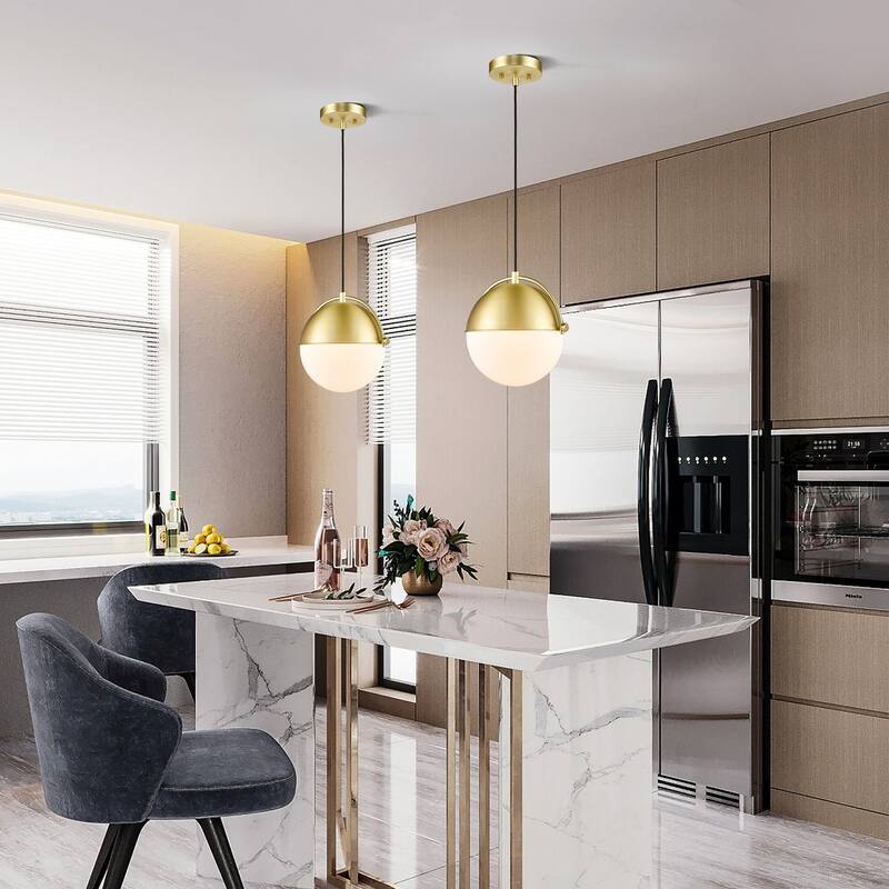 Light Society Sara Pendant Light - Brushed Brass/White