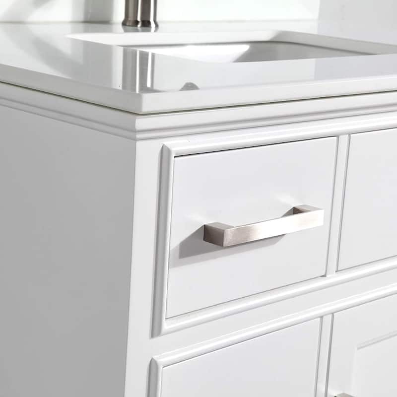 Vanity Art 36" Single Sink Bathroom Vanity Set with Engineered Marble Top and Free Mirror